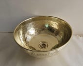 Engraved Brass Vessel Sink – Ornate Carved Gold Bathroom Basin