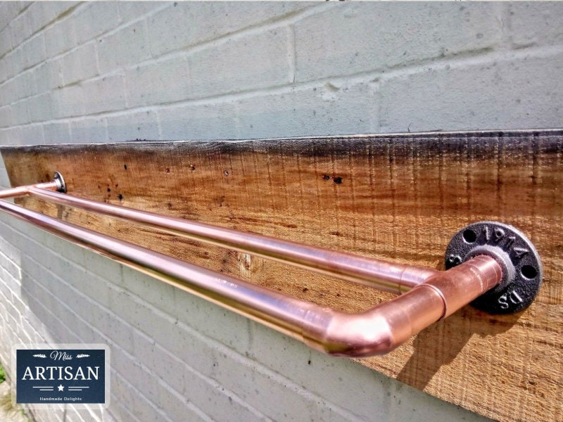 Double Copper Pipe Towel Rail - Vintage / Industrial / Modern