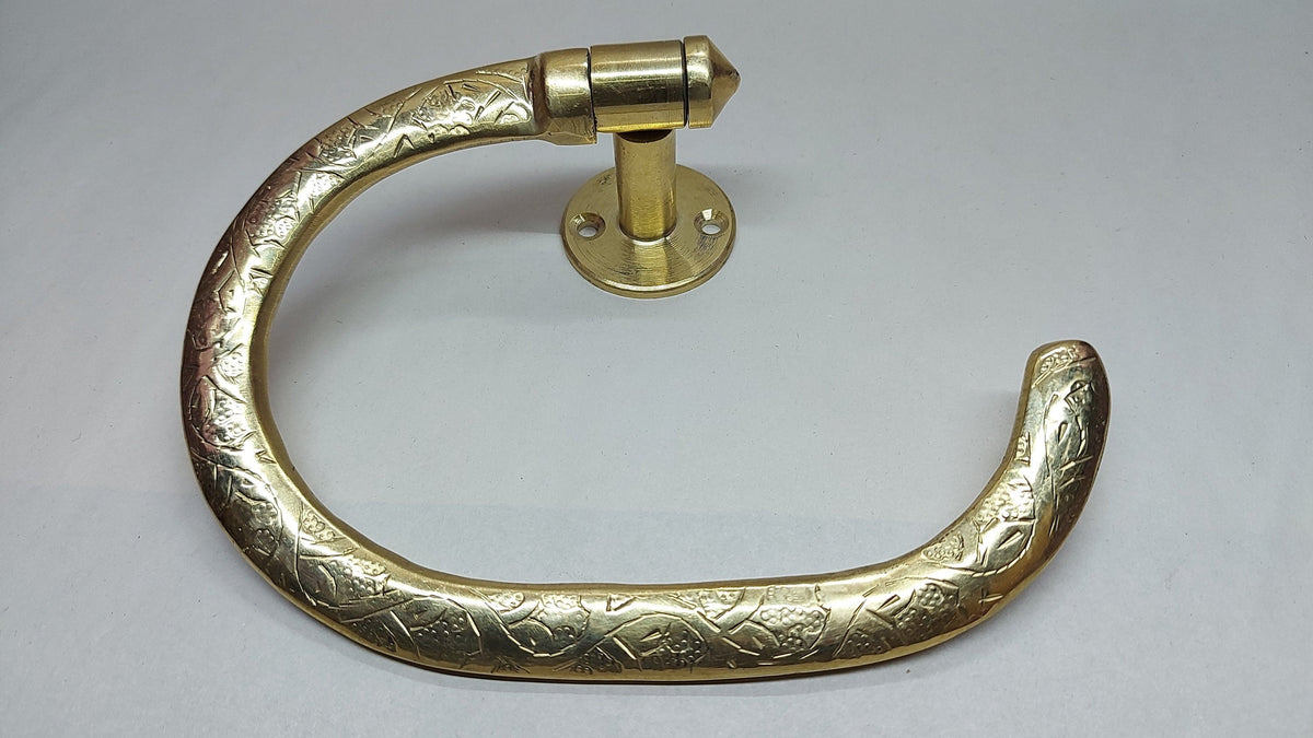 Brass Oval Towel Holder - Moroccan Engraved Towel Holders For Bathroom Walls