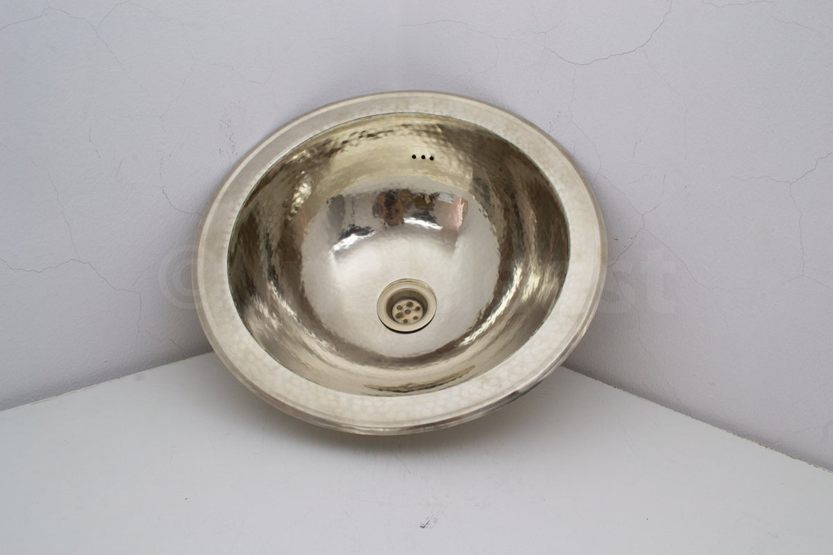 Handcrafted Solid German Silver Sink, Drop In Customizable German Silver Sink (14,5”)