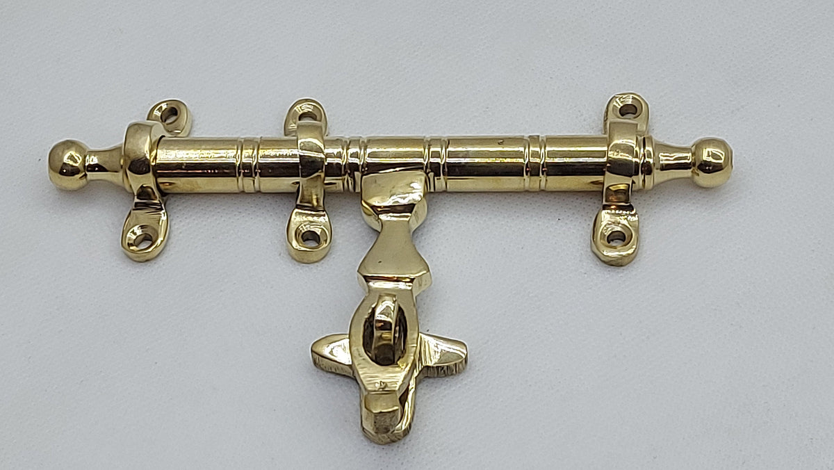 Unlacquered Brass Sliding Bolt 6’’ - %100 Handmade Door Bolt
