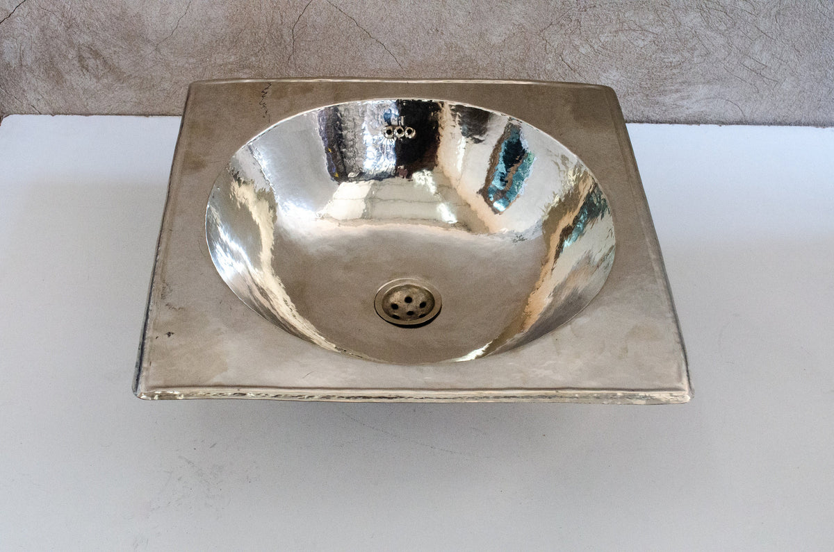 Customized German Silver Sink, Handcrafted Bathroom Drop-in Silver sink