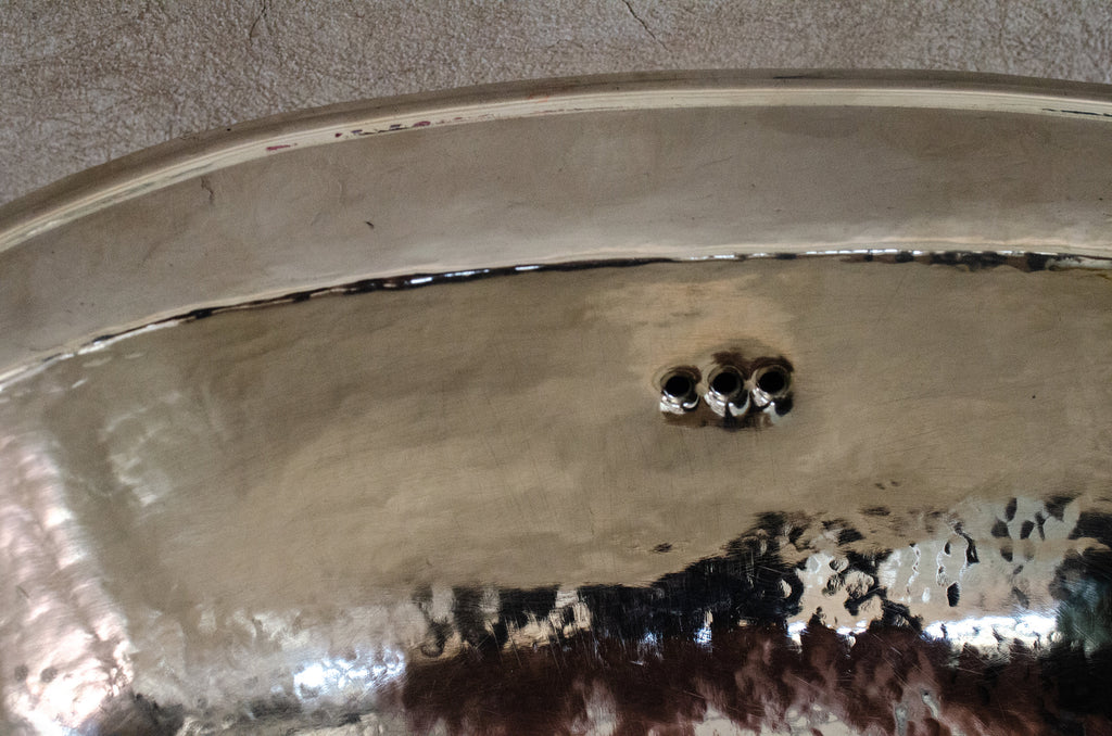Handcrafted Oval Solid German Silver Sink, Bathroom Vanity Vessel sink