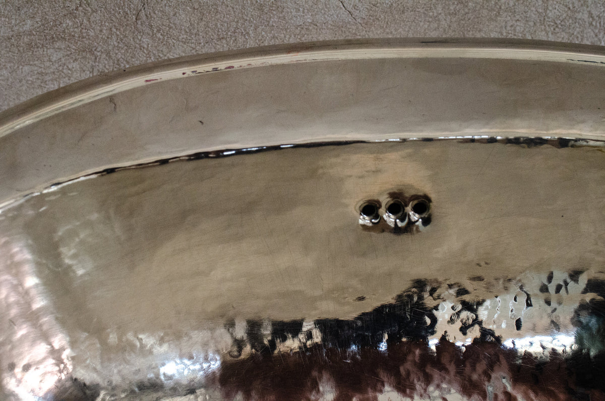 Handcrafted Oval Solid German Silver Sink, Bathroom Vanity Vessel sink