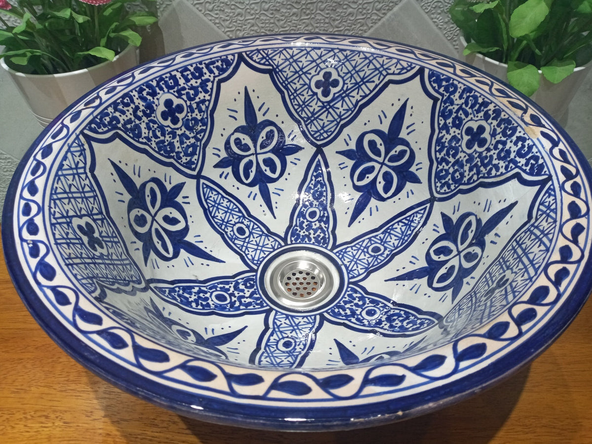 handmade and hand painted table Top Pottery Vessel Sink Bowl Our can be installed as an overtop sink or a drop-in sink f
