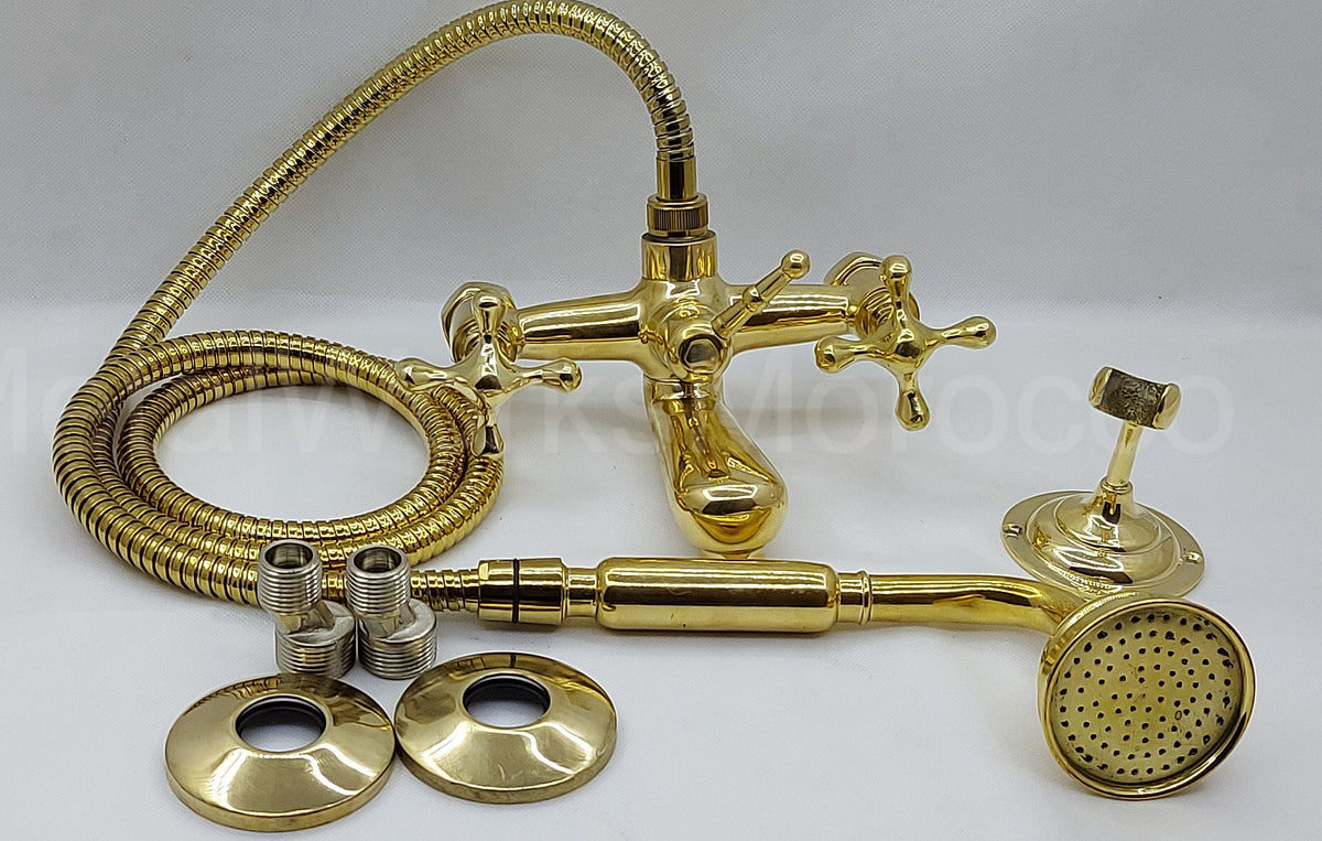 Solid Brass Bathtub Faucet With Handheld Shower - Tub Filler