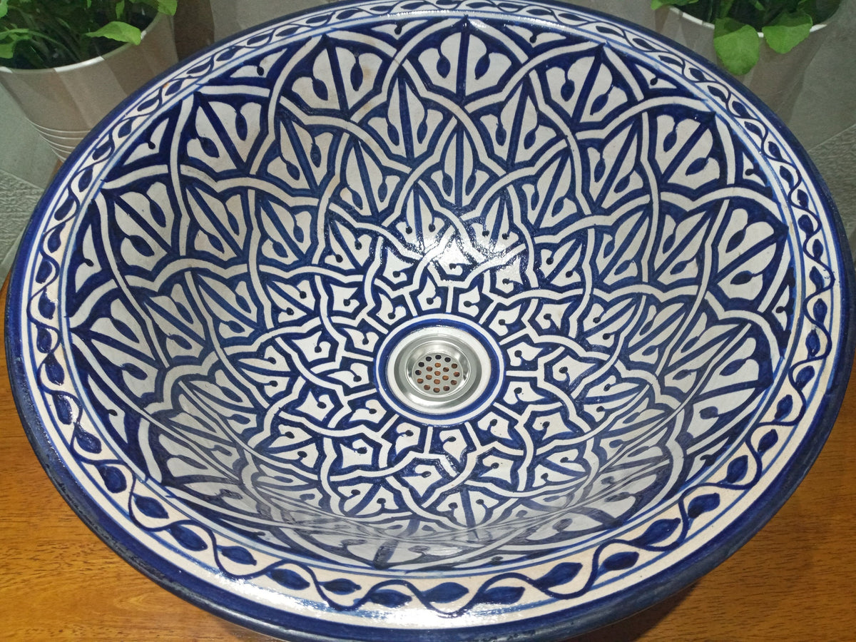 handmade and hand painted table Top Pottery Vessel Sink Bowl Our can be installed as an overtop sink or a drop-in sink f