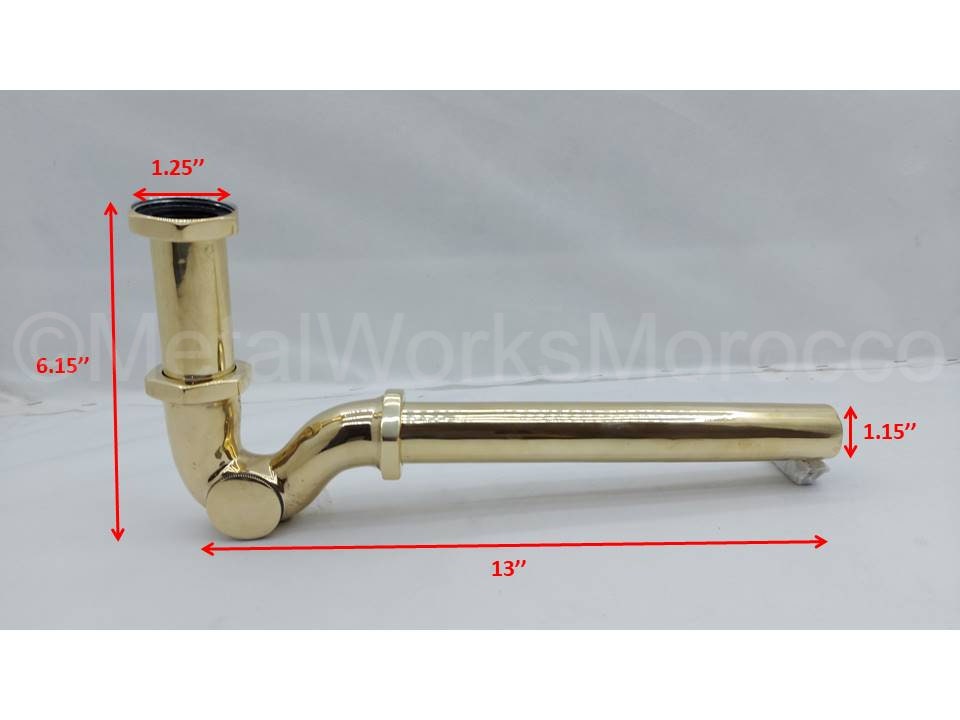 Solid Brass P-Trap Sink Stopper - Unlacquered Brass Water Trap