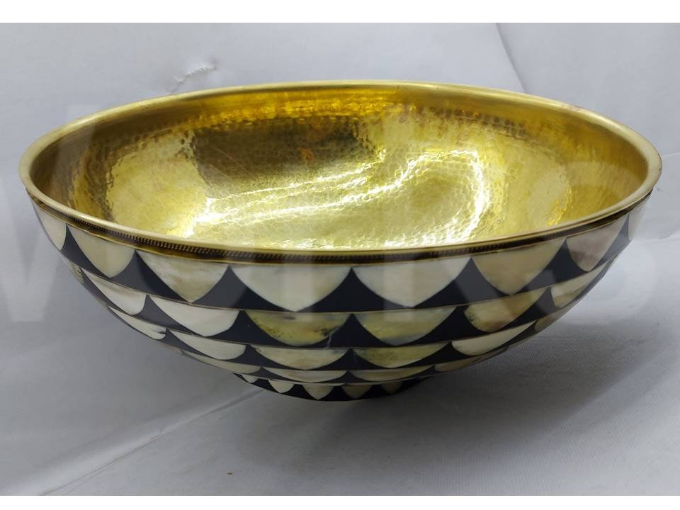 Solid Brass Vanity Sink Bathroom - Handmade Bowl Sink Studded With Bones