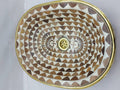 Solid Brass Oval Bathroom Sink - Handmade Sink Studded With Wood And White Resin