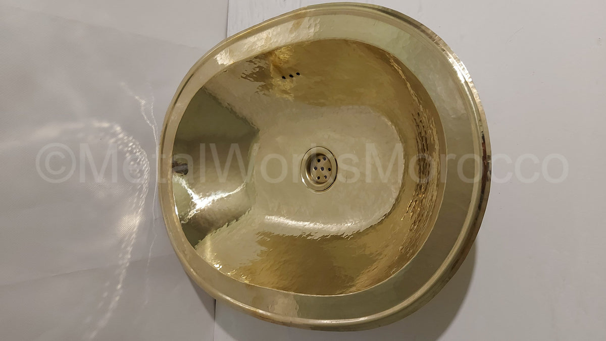 Smooth Big Oval Brass Bathroom Sink - 19X14 inch Handmade Sink Vanity