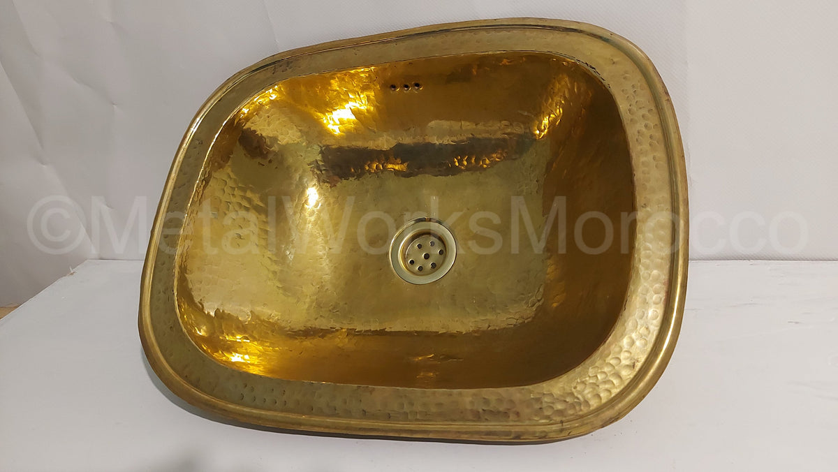 Hammered Unlacquered Brass Bathroom Sink - Handmade Sink Vanity