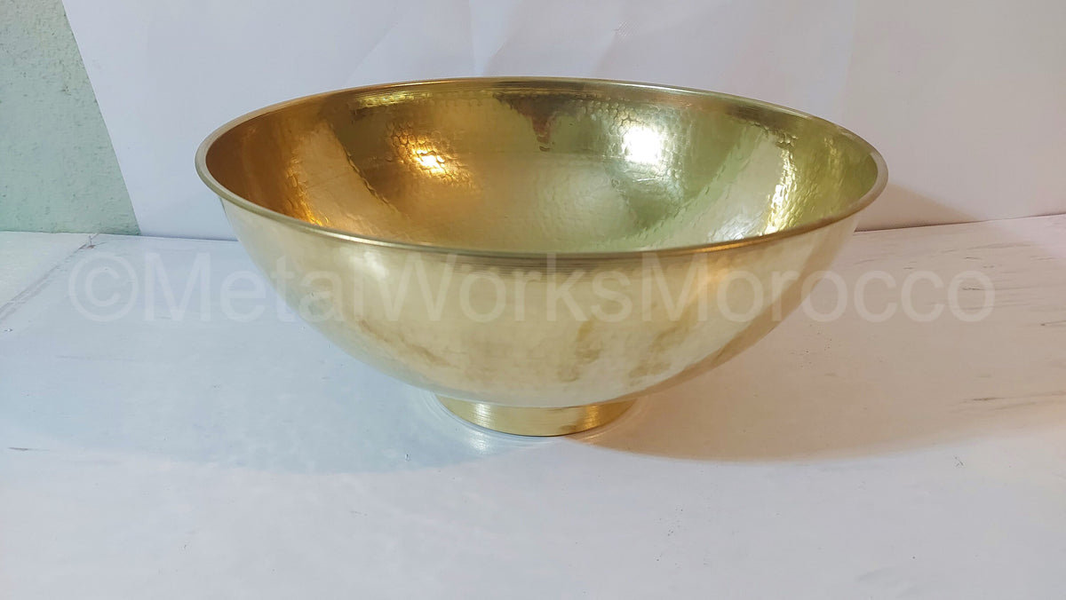 Round Hammered Brass Bathroom Bowl Sink - Handmade Unlacquered Brass Vessel Sink Vanity