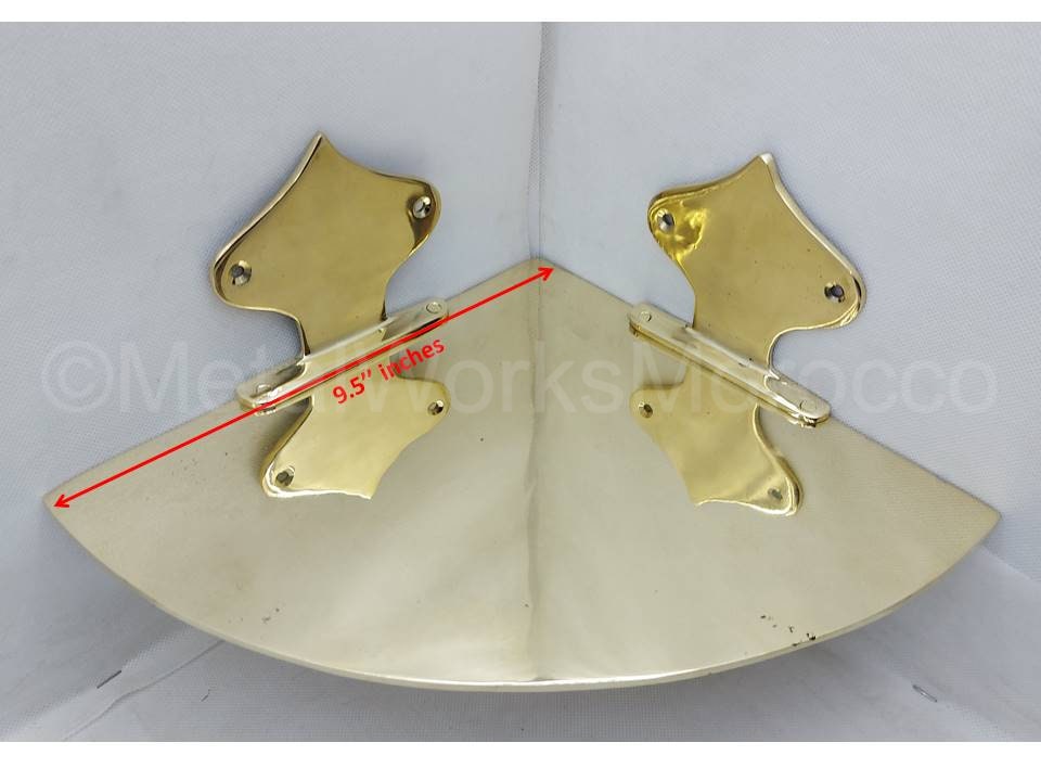 Unlacquered Brass Corner Shelf Wall Mount With Wall Mounting Crowns - Brass Corner Shelves