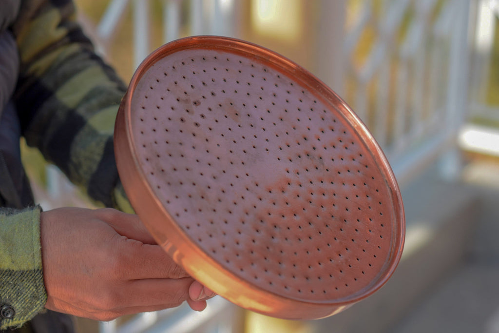Unlacquered Solid Copper Rain Shower Head, Large Round Handcrafted Vintage Showerhead, Works Outdoor