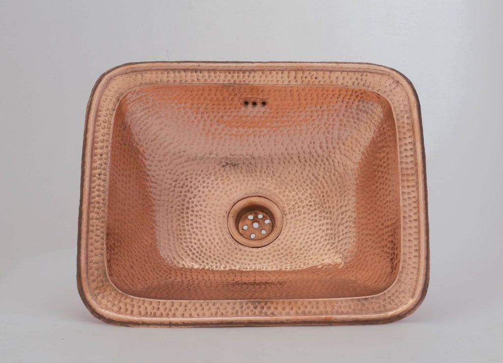 Hammered Copper Sink, Drop-in Copper Bathroom Sink, Antique Copper Sink, Bathroom Aged Copper sink