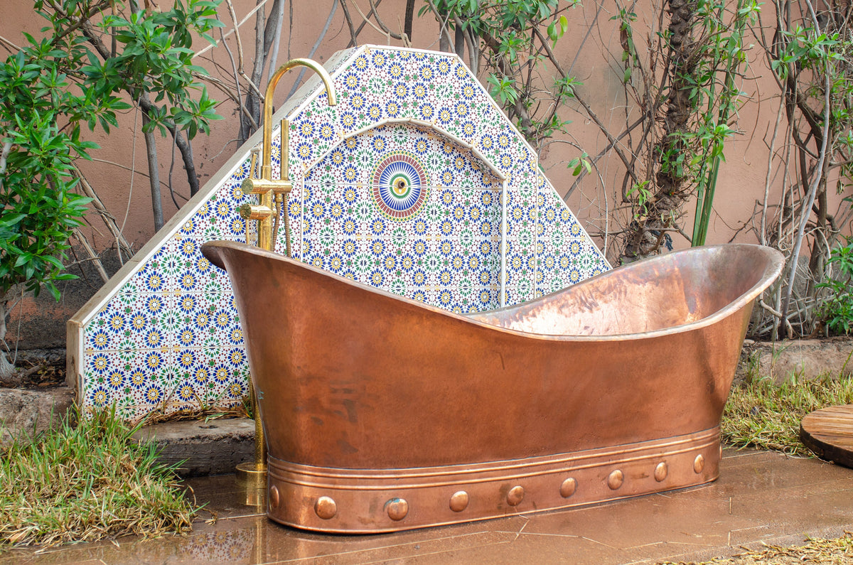 Solid Copper Bathtub, Vintage Freestanding Hammered Tub, Customized Tub