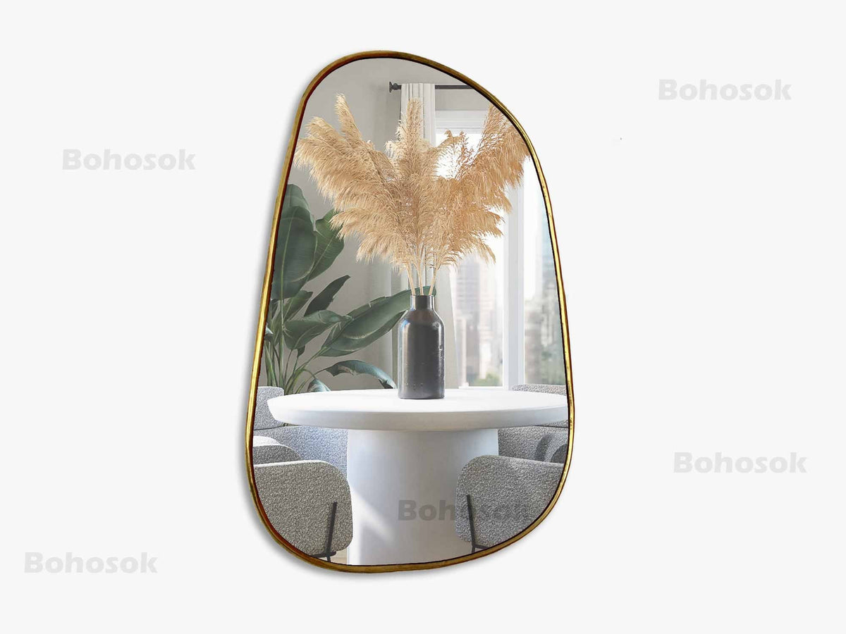 Handmade irregular golden brass mirror