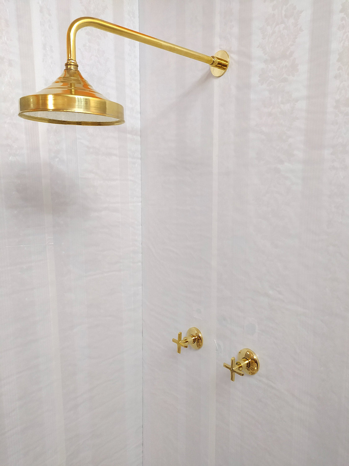 Unlacquered Brass Shower System with Dome Round Shower Head