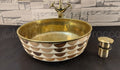 Cylindrical Brass Vessel Sink - Basin Studded With Wood and White Resin