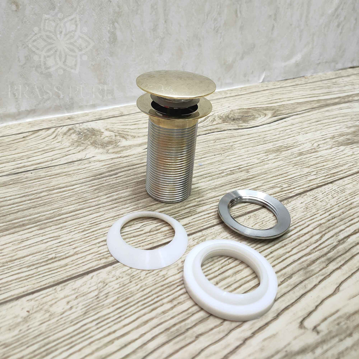 Solid Brass Pop Up Drain Sink, Brass Drain Push Up Sink