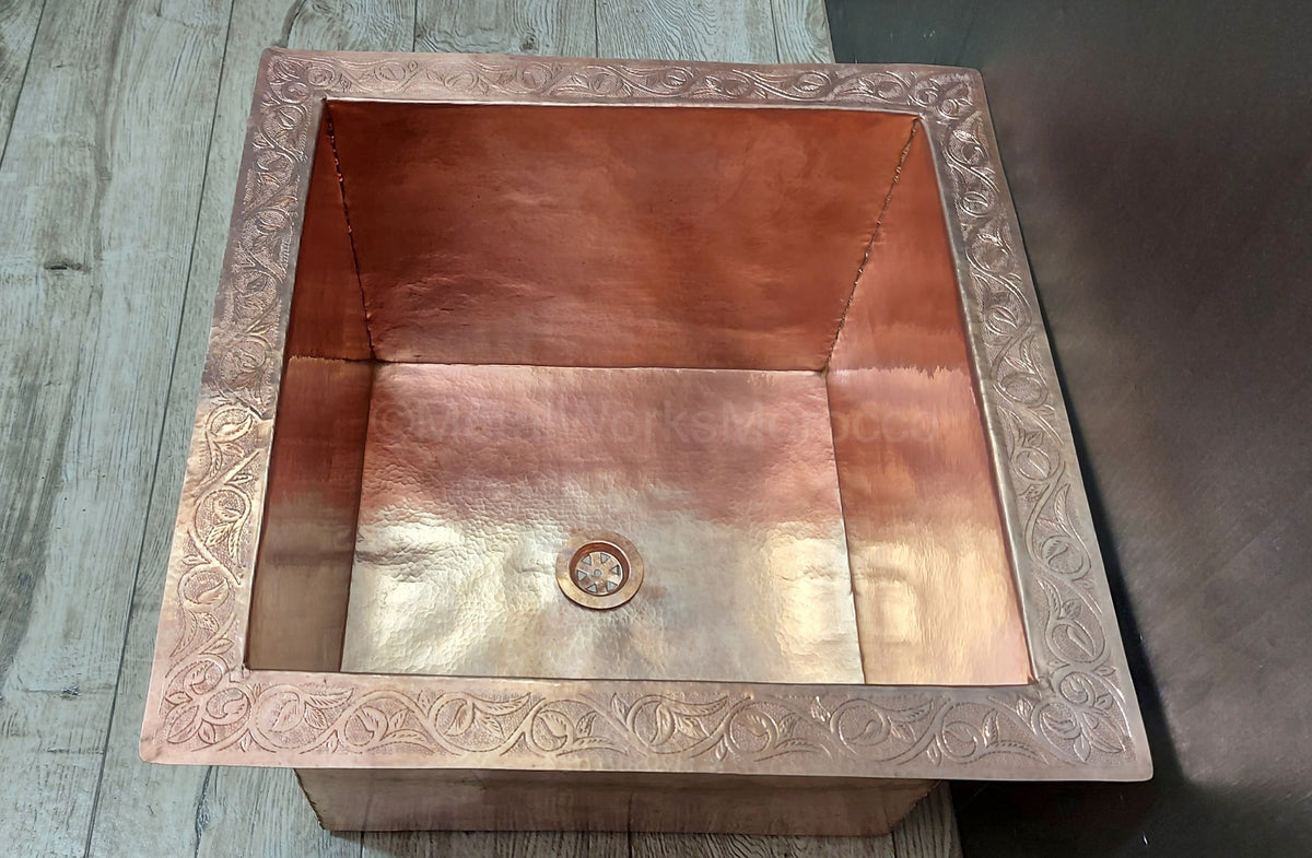 Handmade Copper Laundry Sink - Customization Rustic Sink