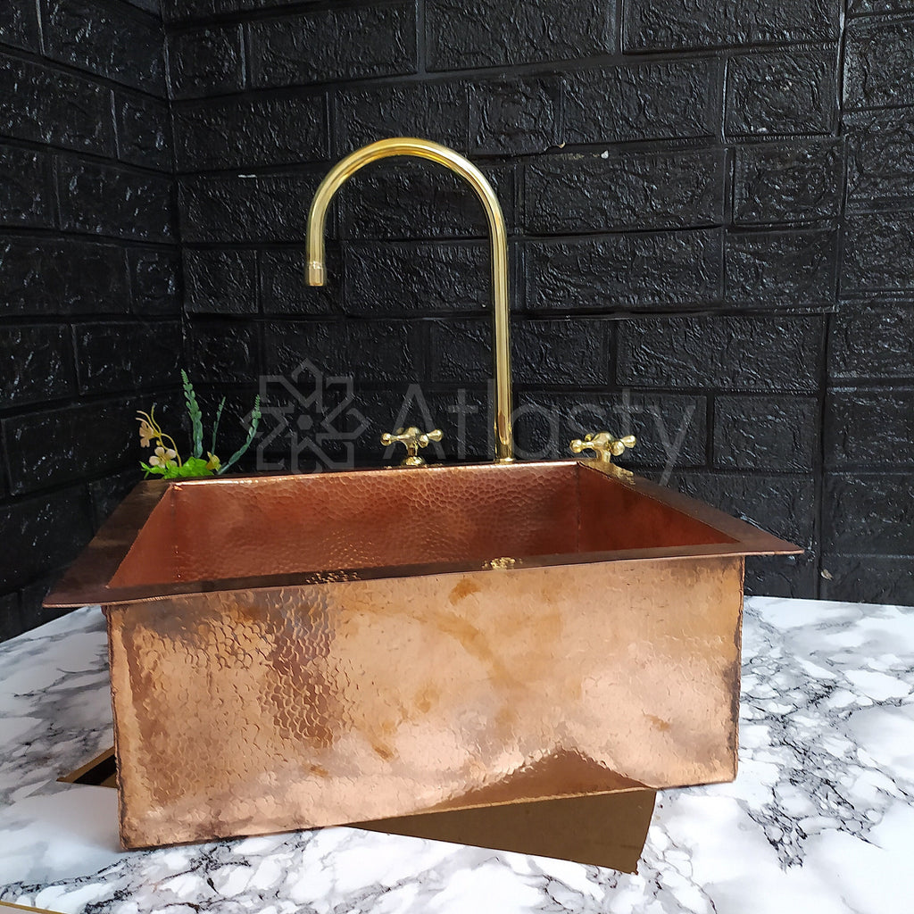 Hammered Solid Copper Kitchen Sink