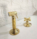 Solid Brass Kitchen Hand Sprayer, Unlacquered Brass Side Sprayer with Shut-Off Handle, Vintage Kitchen Sink Faucet Spray