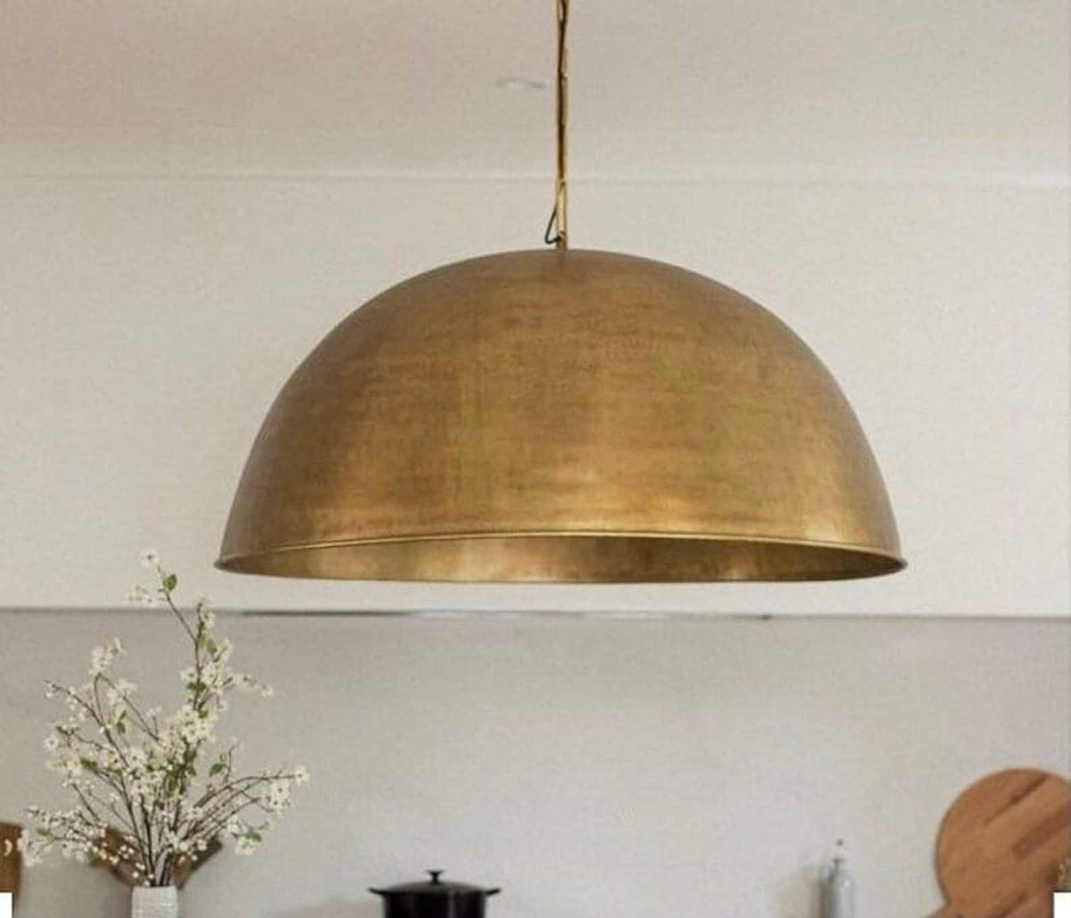 Handmade Hammered Brass Dome Pendant Light - Moroccan Kitchen Lighting