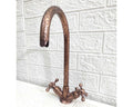 Copper Goosneck Faucet with Engraved Finish, Single hole Faucet, Kitchen Faucet Bathroom
