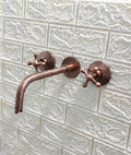 Cooper Wall Mount Faucet,Brass Copper Wall mount tap, Wall Mounted Faucet With Cross Handles