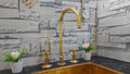 Raw Brass Widespread Kitchen Faucet - Handcrafted Gooseneck Faucet
