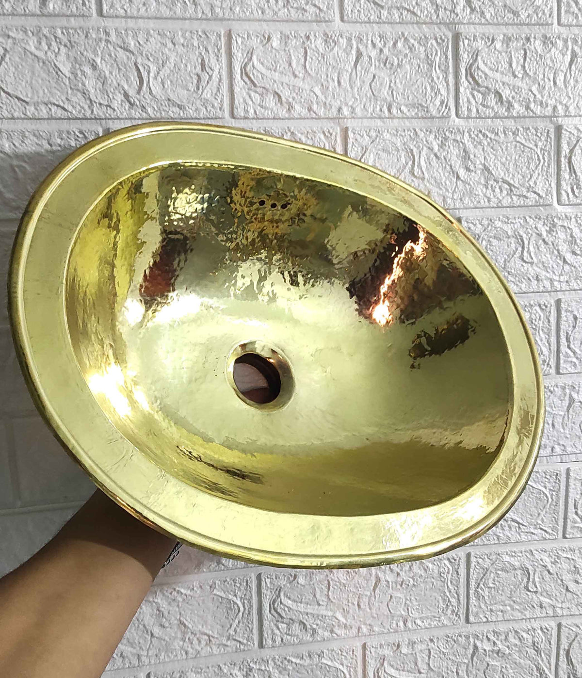 Handcrafted Unlacquered Brass Oval Sink, Drop In Brass Sink