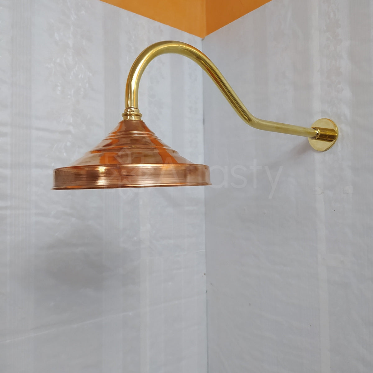 Brass Round Shower Head with Brass Arcuate Arm