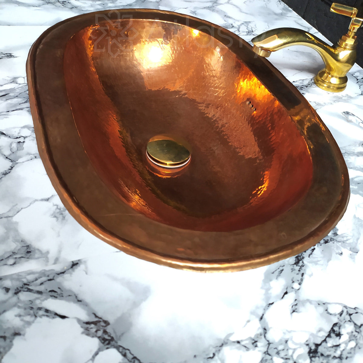 Handcrafted Solid Copper Oval Bathroom Sink