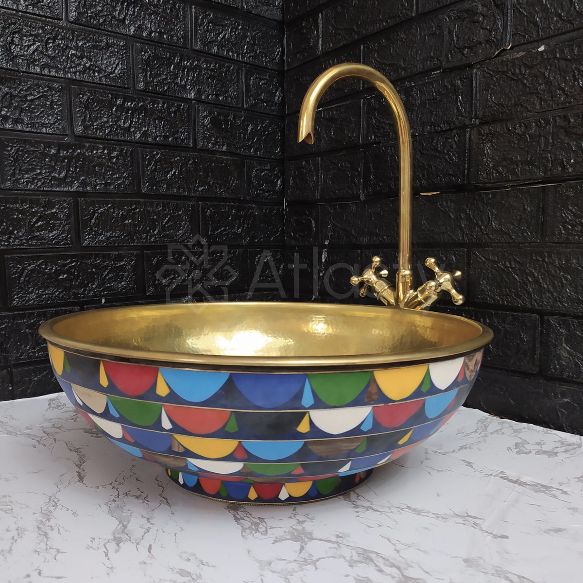 Bathroom Sink created from Brass and Resin