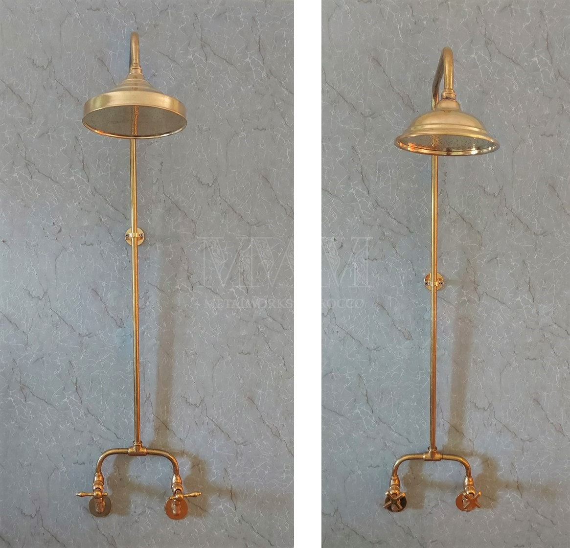 Unlacquered Brass Rustic Shower System - Farmhouse Outdoor And Indoor Shower