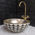 Brass Bathroom Vessel Sink – Black and White Resin Vanity Bowl