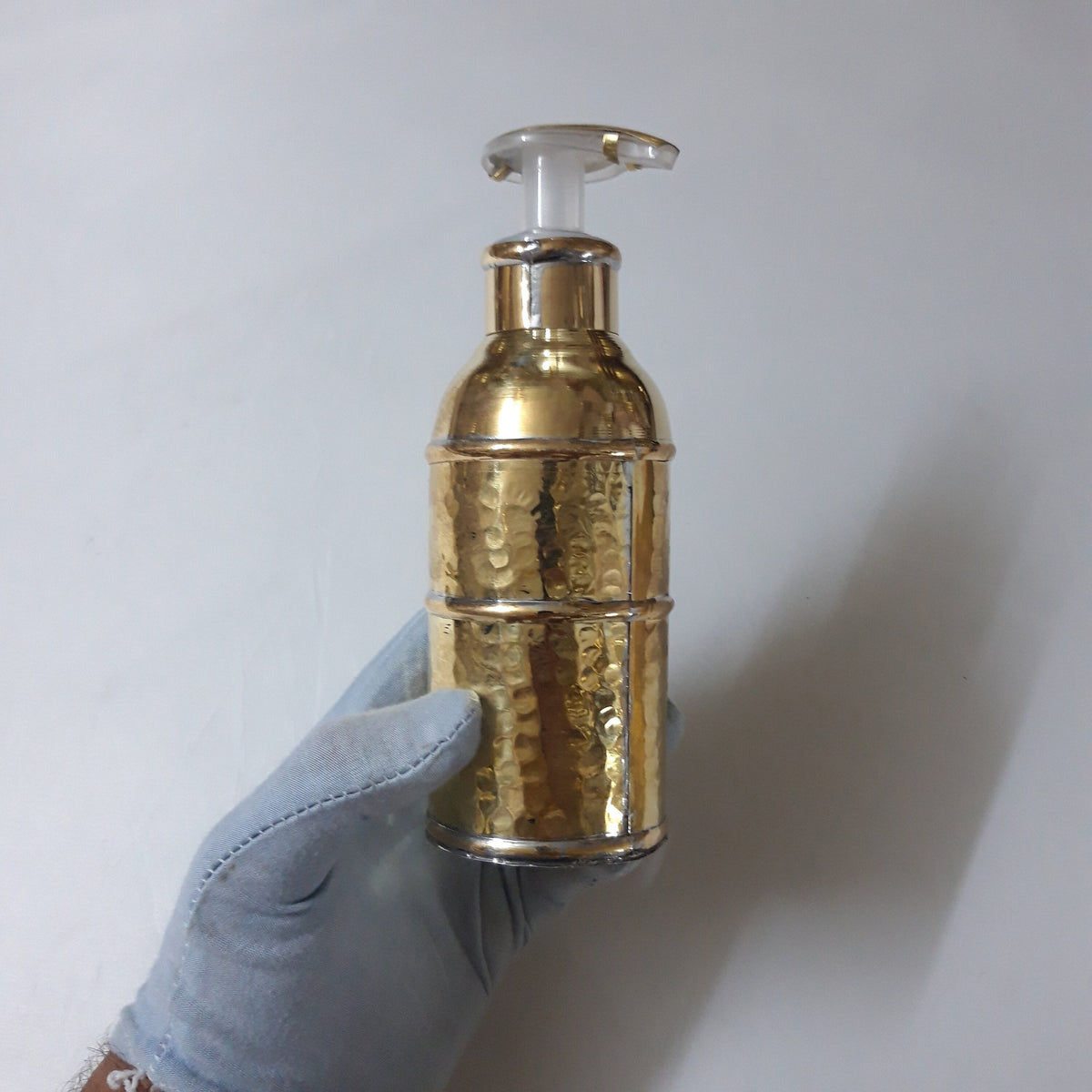 Handcrafted Unlacquered Brass Soap Dispenser: Antique Style
