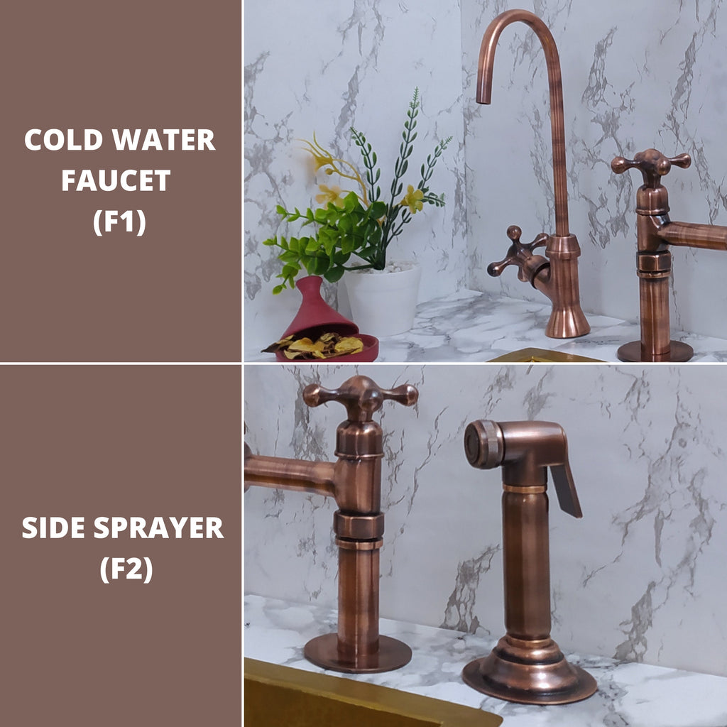 Solid Copper Bridge Kitchen Faucet