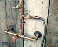 Thermostatic Copper Rainfall Shower With Hand Sprayer - Exposed Copper Pipe - Any Size Made - Outdoor / Indoor Use