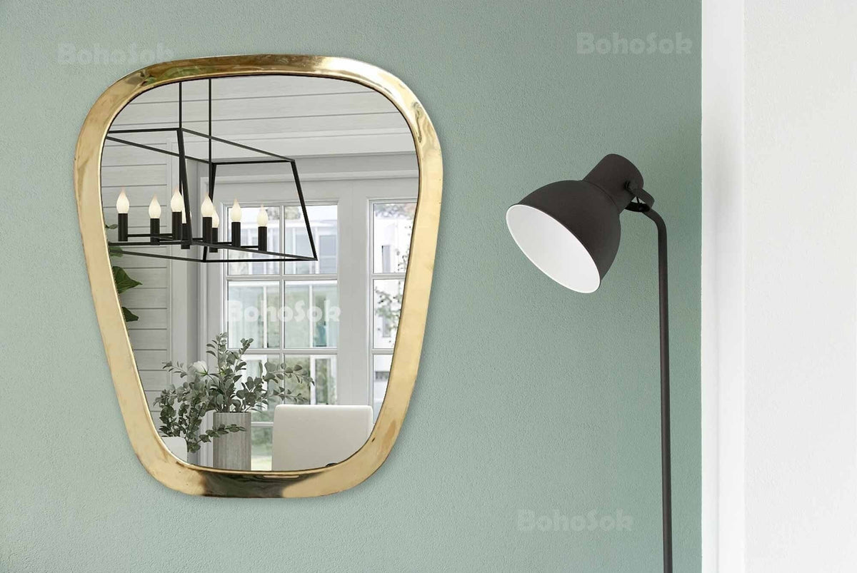 Handmade golden brass mirror