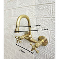 Unlacquered Brass Wall Mount Faucet, Two Holes Faucet