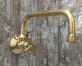 Brass Wall Mount Kitchen Faucet With Single Handle - Unlacquered Brass