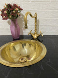 Gooseneck Bathroom Vanity Solid Brass Faucet, Unlacquered Brass