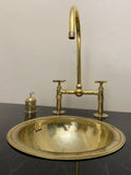 Kitchen Faucet, Unlacquered Brass Bridge Street Legs, Flat Cross Handles, Laundry Faucet