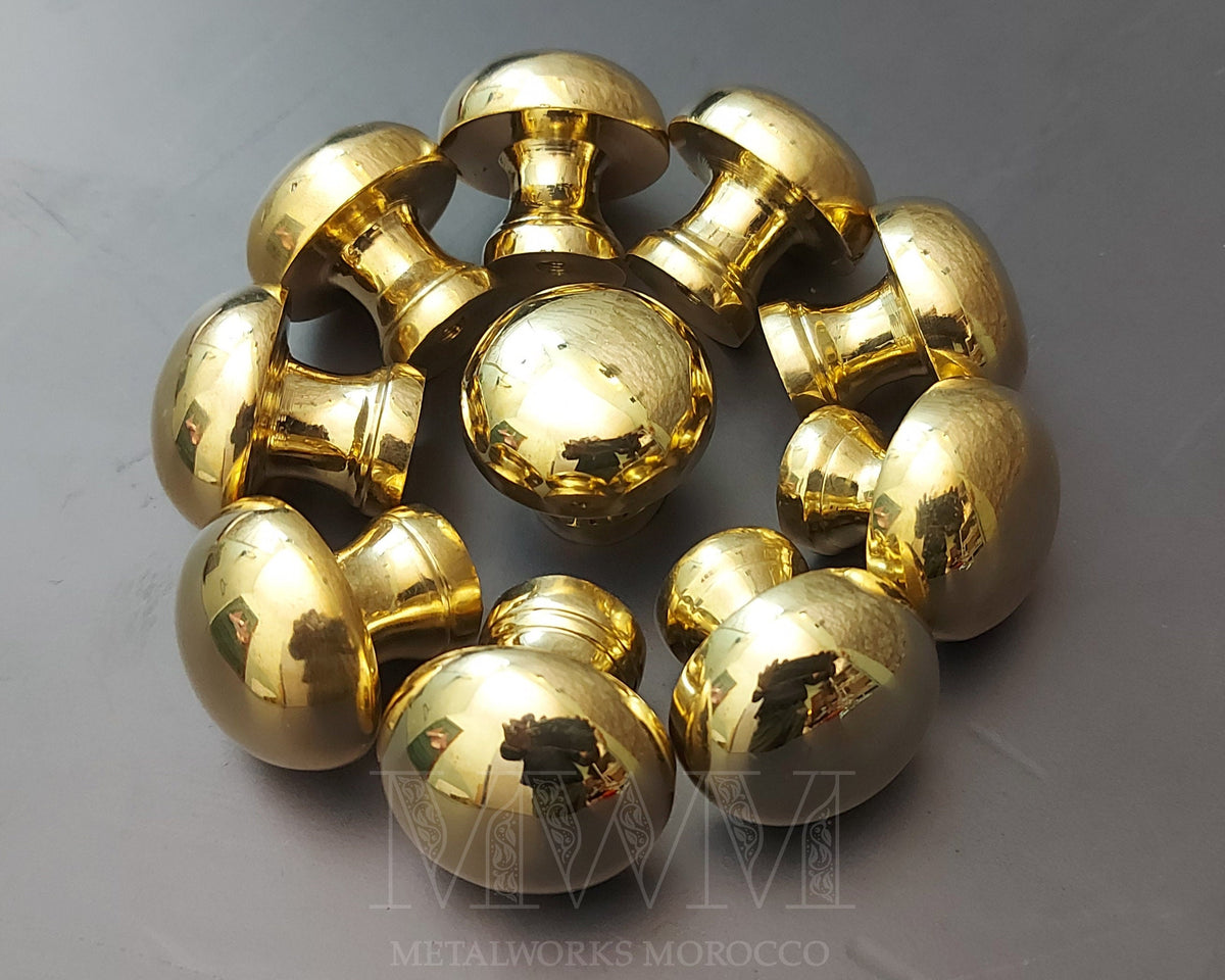 Set Of Unlacquered Brass Kitchen Cabinet Knobs - Handmade Cabinet Knobs
