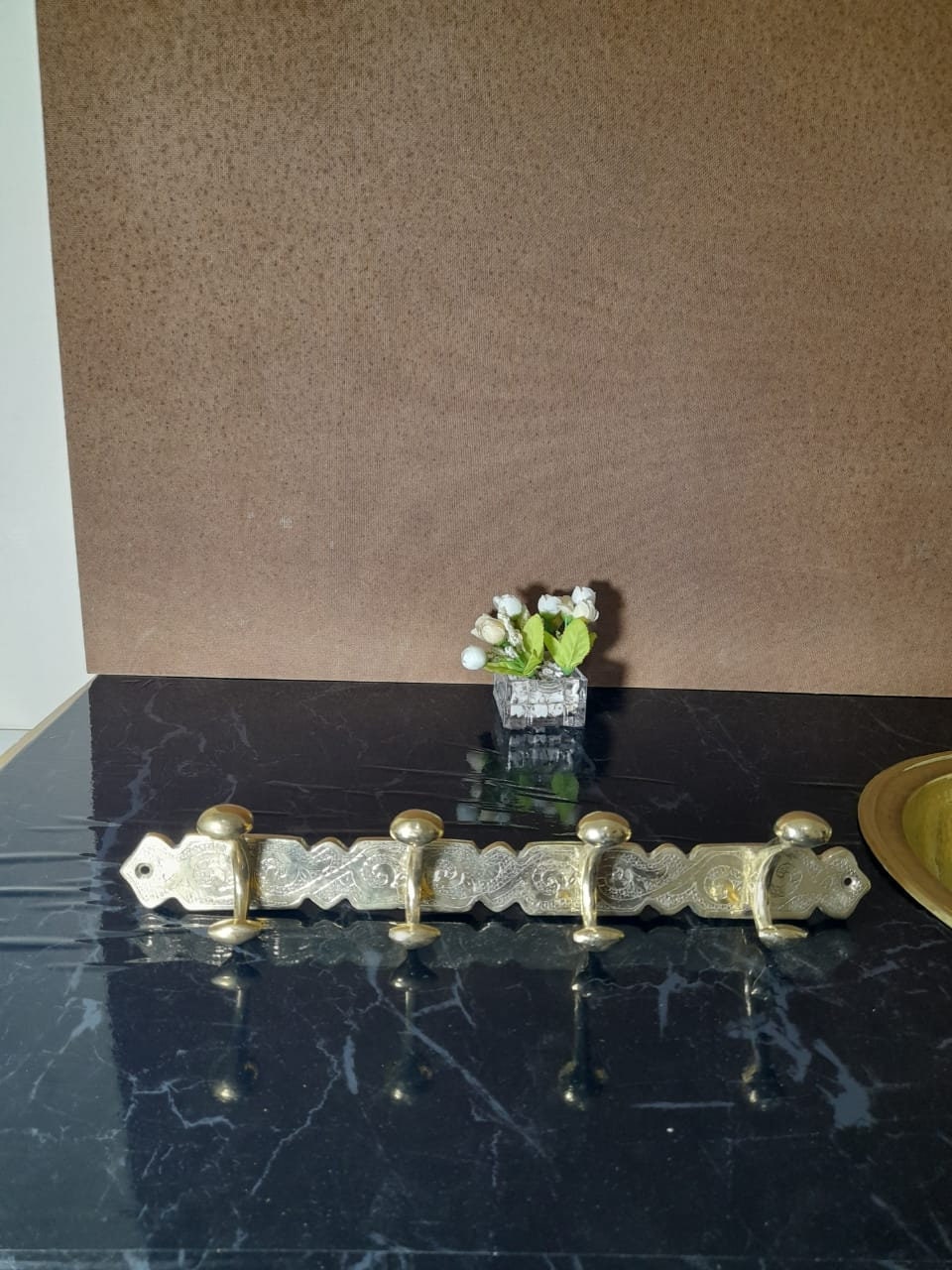 Handmade and Stitched Solid Brass Clothes Hooks Holder, Handcrafted Wall Hanging Hook