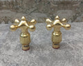 Pair Of Unlacquered Brass Cross Faucet Handle Knobs - Faucet Valve Quarter Turn