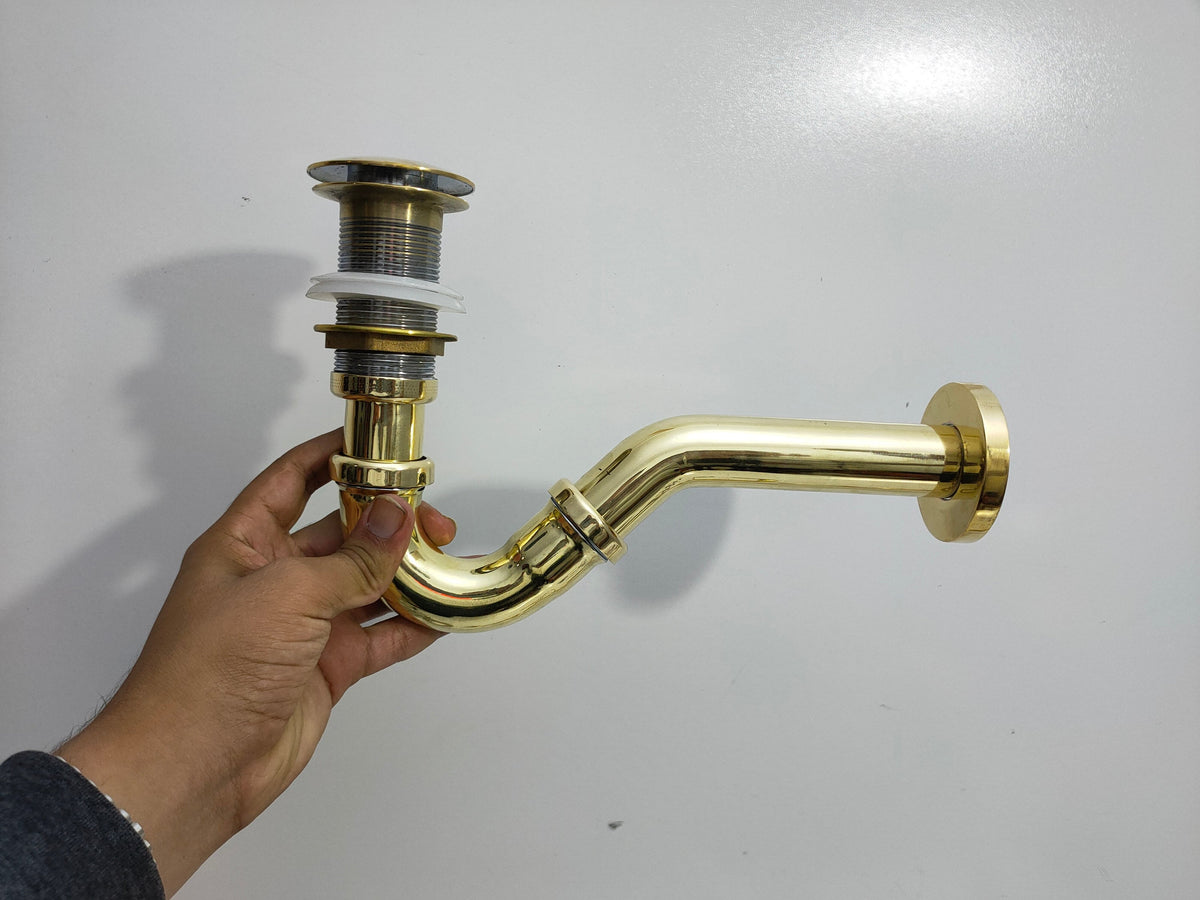 Solid Brass P-trap and Push up Drain